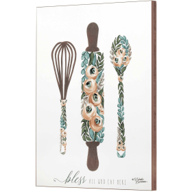 Floral Baking Tools Bless Wall Plaque