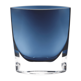 8 Mouth Blown Glass European Made Midnight Blue Pocket Shaped Vase
