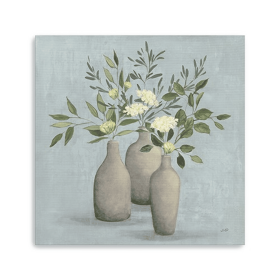 Pretty Bohemian Flowers In Ceramic Vases Unframed Print Wall Art