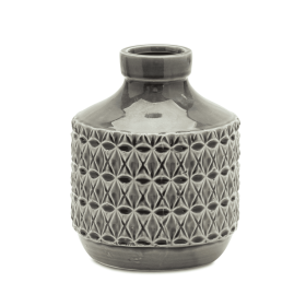 8" Gray Geometric Bud Terracotta Table Vase