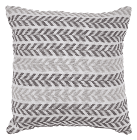 Set of Four 18" X 18" Gray Beach Chevron Cotton Zippered Pillow