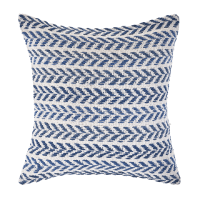 Set of Four 18" X 18" Blue Beach Chevron Cotton Zippered Pillow