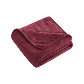 48" X 72" Red Velvet Quilted Plush 12 Pound Weighted Throw Blanket