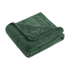 48" X 72" Green Velvet Quilted Plush 12 Pound Weighted Throw Blanket