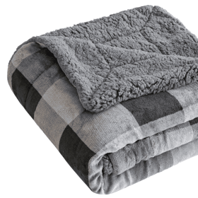 50" X 60" Charcoal and Gray Velvet Woven Checkered Plush Throw Blanket