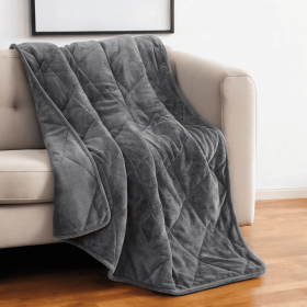 48" X 72" Gray Velvet Quilted Plush 12 Pound Weighted Throw Blanket