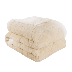 50" X 60" Cream Fleece Woven Geometric Plush Throw Blanket