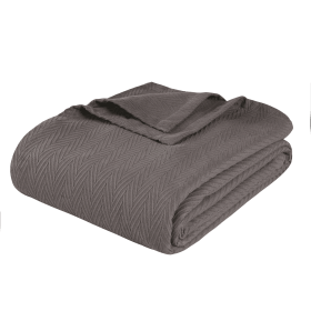 King Charcoal Cotton Woven Chevron Blanket