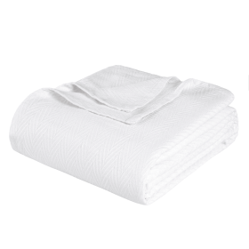 King White Cotton Woven Chevron Blanket