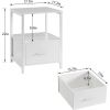 Set of 2 - Modern White Metal Wood Side End Table Nightstand with Storage Drawer