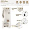 Modern White Corner Hall Tree Coat Rack Entryway Storage Cabinet Shoe Bench