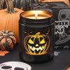 Halloween Decor Indoor-Halloween Gifts Candles for Women with LED Pumpkin Face,Fall Candles with Pumpkin Spice Scent Over 40 Hours of Burn Time