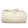 100% Cotton Waffle Weave Throw Blanket 50x60 inch Ivory Lightweight Soft and Breathable Throw Blanket for All Season Skin Friendly Blanket for Couch B
