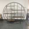 Round 5-Tier Metal Plant Stand bookcase storage rack, Indoor Living Room Terrace Garden Balcony Display Stand. Rustic Brown, 67'' W x 11.8'' D x 67''