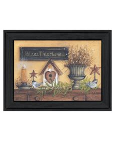"Bless this Home" by Mary Ann June, Ready to Hang Framed Print, Black Frame