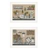 "Farmhouse Kitchen" 2-Piece Vignette By Pam Britton, Ready to Hang Framed Print, White Frame