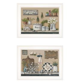 "Farmhouse Kitchen" 2-Piece Vignette By Pam Britton, Ready to Hang Framed Print, White Frame