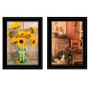 "Vintage Country & Sunflowers" 2-Piece Vignette by Anthony Smith, Black Frame