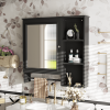 Wall Mounted Bathroom Storage Cabinet, Medicine Cabinets with large mirror door, adjustable shelves and three open storage levels(Not Include Bathroom