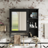 Wall Mounted Bathroom Storage Cabinet, Medicine Cabinets with large mirror door, adjustable shelves and three open storage levels(Not Include Bathroom