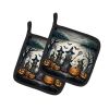 Witches Spooky Halloween Pair of Pot Holders Kitchen Heat Resistant Pot Holders Sets Oven Hot Pads for Cooking Baking BBQ, 7 1/2 x 7 1/2