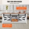 48" Farmhouse Coffee Table 2-tier Rectangle Table with Sliding Barn Doors