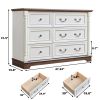 Farmhouse Style 6 Drawer Dresser Chest with Base Wooden Rustic Chest of Drawers, Storage Dresser Organizer for Bedroom, Living Room, Beautiful Sturdy