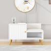 Shoe Storage Entryway Bench Shoe Rack with Storage Cabinet in White (31.5'')