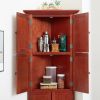4-Tier 72" Corner Kitchen Pantry Storage Cabinet with 8 Doors Tall Storage Cabinet, Corner Cabinet and Adjustable Shelves, Home farmhouse bookshelf Ca