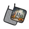 Calacas Skeletons Spooky Halloween Pair of Pot Holders Kitchen Heat Resistant Pot Holders Sets Oven Hot Pads for Cooking Baking BBQ, 7 1/2 x 7 1/2