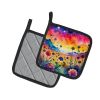 Colorful Scabiosa Pair of Pot Holders Kitchen Heat Resistant Pot Holders Sets Oven Hot Pads for Cooking Baking BBQ, 7 1/2 x 7 1/2