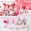 Valentine Gnomes Decorations for Home Valentines Day Tiered Tray Decor Pink Valentine Gnomes Plush Scandinavian Tomte Elf Holiday Gnomes Ornaments Val