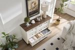 Farmhouse Style 6 Drawer Dresser Chest with Base Wooden Rustic Chest of Drawers, Storage Dresser Organizer for Bedroom, Living Room, Beautiful Sturdy