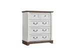 Farmhouse Style 5 Drawer Dresser Chest with Base Wooden Rustic Chest of Drawers, Storage Dresser Organizer for Bedroom, Living Room, Beautiful Sturdy