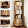 6 Tier Rotating Bookshelf, 360° Display Round Spinning Bookshelf with Wheels and Drawer, Space-Saving, Small Space Rotating Bookshelf Tower for Bedroo