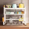 Over-the-Sink Dish Drying Rack with Cutlery Drainer and Expandable Storage