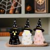 Halloween Decorations Indoor, Set of 3 Ceramic Halloween Ghosts with Witch Hats