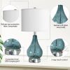 Glass Table Lamp For Living Room Bedroom Set Of 2, 22.5" LED Light With Touch Control, Black 3 Way Dimmable Modern Bedside Lamps For Home Decor With W