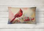 Watercolor Birds Throw Pillow Throw Pillow for Indoor Couch Bed Outdoor Patio Washable, Cardinal 3199,12Hx16W