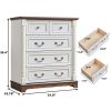 Farmhouse Style 5 Drawer Dresser Chest with Base Wooden Rustic Chest of Drawers, Storage Dresser Organizer for Bedroom, Living Room, Beautiful Sturdy