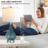 Glass Table Lamp For Living Room Bedroom Set Of 2, 22.5" LED Light With Touch Control, Black 3 Way Dimmable Modern Bedside Lamps For Home Decor With W