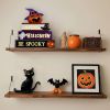 Halloween Decorations Indoor 9.4inch Premium Wooden Block Set with Glowing 3D Letters, Timer, Battery Powered Rustic Farmhouse Centerpiece for Home