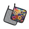 Colorful Pansies Pair of Pot Holders Kitchen Heat Resistant Pot Holders Sets Oven Hot Pads for Cooking Baking BBQ, 7 1/2 x 7 1/2
