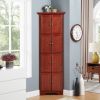 4-Tier 72" Corner Kitchen Pantry Storage Cabinet with 8 Doors Tall Storage Cabinet, Corner Cabinet and Adjustable Shelves, Home farmhouse bookshelf Ca