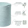 Recycled Cotton Laundry Basket White Blue Melange Woven Rope Blanket Storage Basket Toys Towels Laundry and Living Room Organization 15x15x17.7 inch E