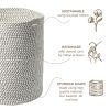 Recycled Cotton Laundry Basket Woven Rope White Gray Melange Blanket Storage Basket Toys Towels Laundry and Living Room Organization 15x15x17.7 inch E