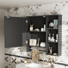 Wall Mounted Bathroom Storage Cabinet, Medicine Cabinets with large mirror door, adjustable shelves and three open storage levels(Not Include Bathroom