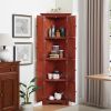 4-Tier 72" Corner Kitchen Pantry Storage Cabinet with 8 Doors Tall Storage Cabinet, Corner Cabinet and Adjustable Shelves, Home farmhouse bookshelf Ca