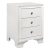 White Finish 3-Drawers Nightstand with 2 USB Ports Transitional Bedroom Furniture 1pc Bedside Table Wooden