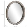 HOMCOM Round Wood Wall Mirror 31 Inch Natural Wood Color for Living Room Bedroom
